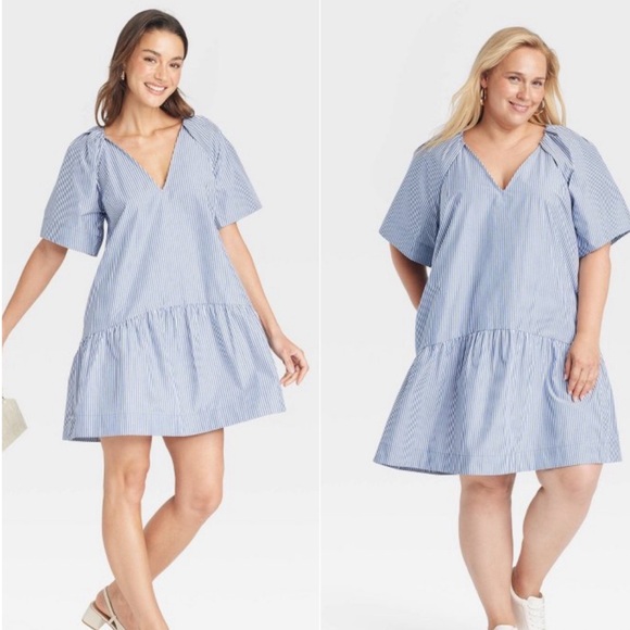 Flutter Short Sleeve Mini Poplin Dress, NWT - Picture 2 of 4